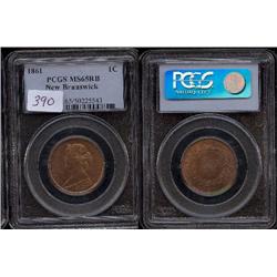 1861 1 cent PCGS MS65RB. 85% red lustre