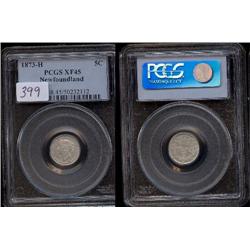 1873H 5 cents PCGS EF45.  Brilliant wit