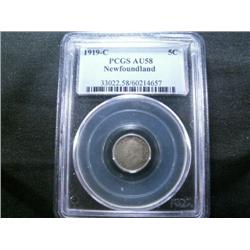 1919C 5¢ PCGS AU58 medium tone, some lu
