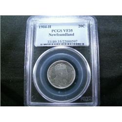 20 cents 1904H PCGS VF35.Brilliant with