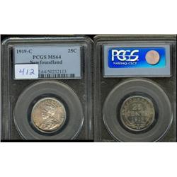 1919c  25 cents  PCGS MS64PQ.  Gold and