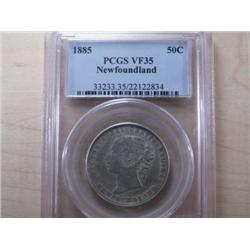 Nfld 50¢ 1885 PCGS VF35 Silver gray ton