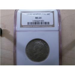 1919c 50¢ NGC MS60 Light silver gray to