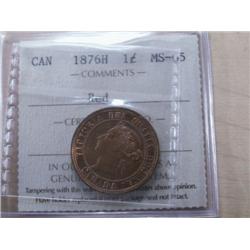 1876H ICCS MS65PQ 90% red lustre with a