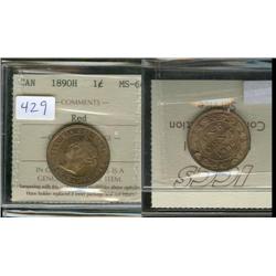 1890H  ICCS MS64Red. A very scarce and 