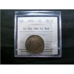 1891 LDLL ICCS MS64 Red Obverse 2, 70% 