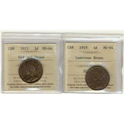 1915 & 1919 Both ICCS MS64 RB and Brown