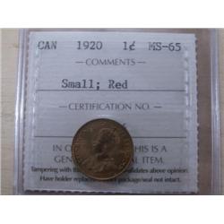1920 small ICCS MS65Red, very scarce an