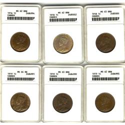 Lot of 6 ANACS graded mintstate large c