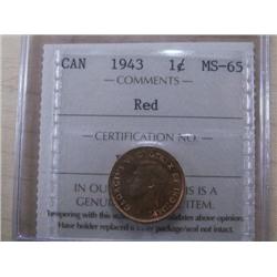 1943 ICCS MS65Red, 90% red lustre, a re