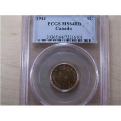 1944  PCGS MS64Red. Near full red lustr