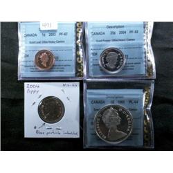 Lot of 4 pieces including a 2003 1¢ Gol