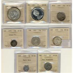 Lot of 8 ICCS graded pieces including 1