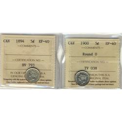 1894,1900 Round O both ICCS EF40.  Two 