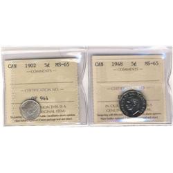 1902, 1948 both ICCS MS65, a nice pair.