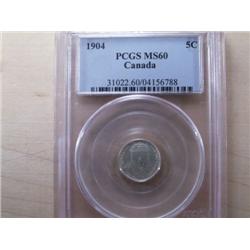 1904 PCGS MS60 mostly brilliant with a 