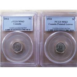 1910 Pointed leaves and 1912 both coins