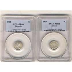1911 and 1920 both PCGS MS64 Full lustr