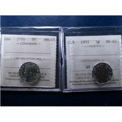 1950 and 1952 both ICCS MS65, well stru