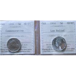 1951 Low Relief and 1951 Commemorative,