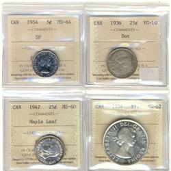 Lot of 4 ICCS graded pieces including a