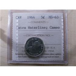 1964 Extra waterline CAMEO ICCS MS63 a 