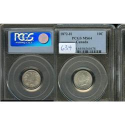 1872H 10¢ PCGS MS64PQ  Fully struck wit