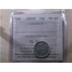 1883H ICCS VF20 mostly brilliant. A nic