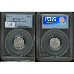 1892 2 over 1 variety  PCGS AU55.  Very