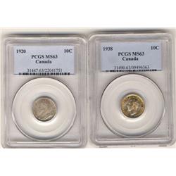 1920, 1938 both coins are PCGS MS63 wit