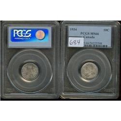 1934  PCGS MS66PQ.  Flashy toning over 
