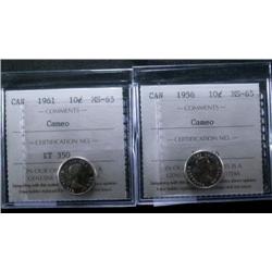 1956, 1961 both ICCS MS65 CAMEO and nic