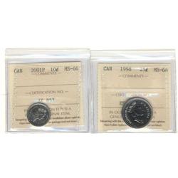 Lot of 2 ICCS MS66 graded pieces. Inclu