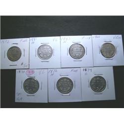Lot of 10 Victorian 25¢ pieces includin