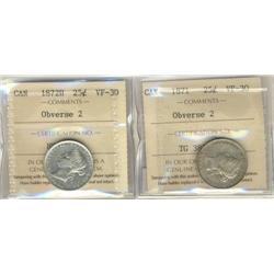 1871 and 1872H both Obv#2 ICCS VF30
