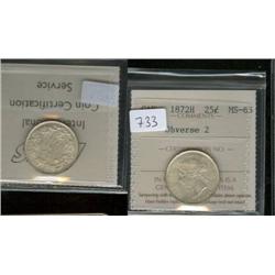 1872H ICCS MS65PQ+. Finest known accord