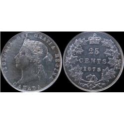 1875H 25¢ ICCS AU50  Brilliant with som