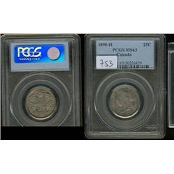 1890H  PCGS MS63PQ.  Gold, emerald and 