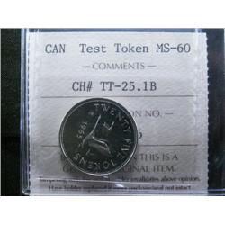 CH-TT-25.1B  1965 25¢ Test Token round 