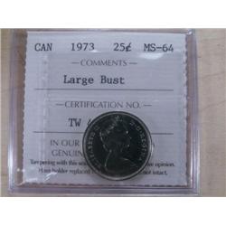 1973 Large Bust ICCS MS64, well struck 