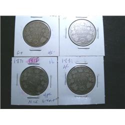 1871, 1872H, 1881H, 1901.  Lot of 4 pie