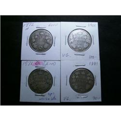 1871, 1871H, 1881H, 1901.  Lot of 4 pie