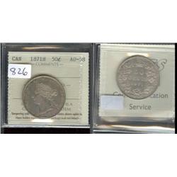 1871H  ICCS AU58PQ.  Lovely toning over