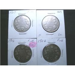 1906 x 2, 1907 x 2.  Lot of 4 pieces VG