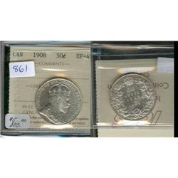1908 50¢ ICCS EF45 Brilliant with light