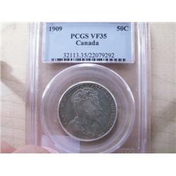 1909 PCGS VF35 lightly toned, a decent 