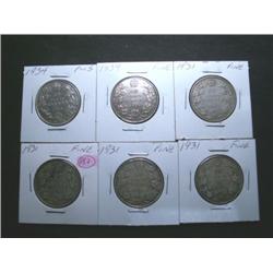 1931  x 4, 1934 x 2.  A nice lot of sem