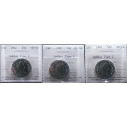 Lot of 3 x 1982 Small beads  ICCS MS64