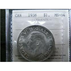 1938 ICCS MS64 Light tone around the ri