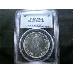 1947 Blunt 7 PCGS MS62 Brilliant with l